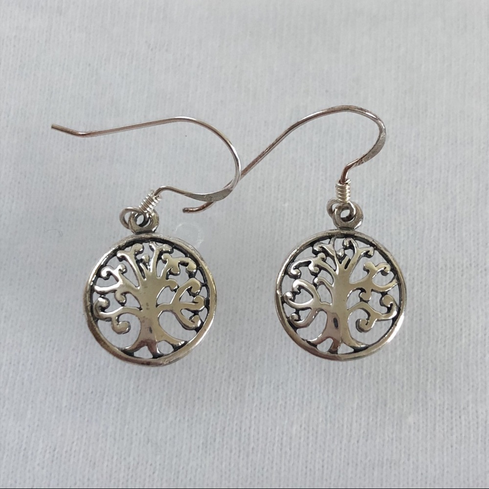 925 Sterling Silver Tree of Life Dangle Earrings